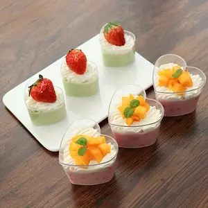 10 sets Disposable Heart-Shaped Mousse Cups with Lids, Plastic Baking Dessert Cups, Party Deli Snack Containers, DIY Catering Supplies for Home Gatherings