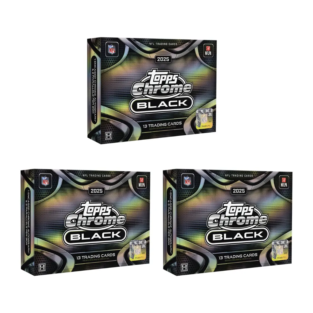 BREAK#24B 2025 Topps Chrome Black Football Hobby (x3) Pick Your Team 08/11/26 RIP ON FILL