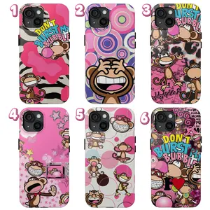 Cute Monkey Don't burst My Bubble Themed Phone Case Premium Texture, Anti-Drop, Anti-Fingerprint For IPhone 17-11, Pro Max, Pro Plus, and Samsung S26-22 Protection Safety