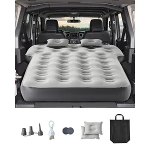 VEVOR  Car Air Mattress, Fits Toyota 4runner, Jeep Wrangler, Inflatable Car Camping Mattress, Flocking Thickened Blow Up Travel Beds, Durable Portable Sleeping Pad with Built in Pump, 2 Pillows, Gray, Inflatable Airbed, Camping Accessories