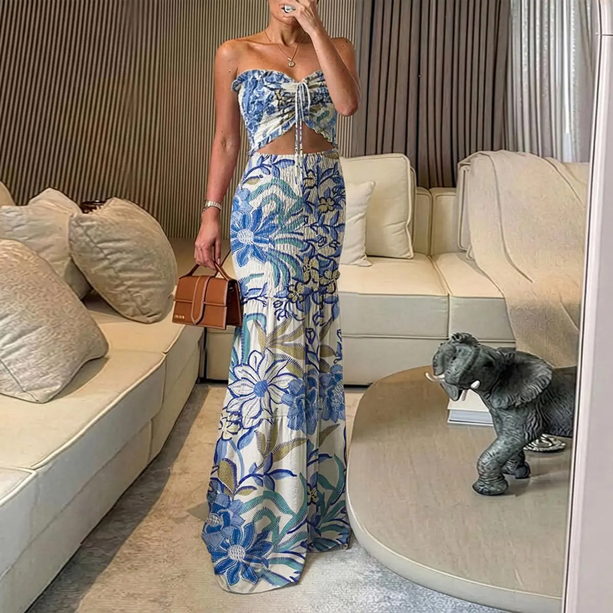 ChicMe Women's Tropical Floral Print Smocked Maxi Dress Ruched Bandeau Cutout Summer Vacation Dress Elegant Shirred Ruffle Hem Mermaid Beach Dress/Summer Dress/Seaside Vacation Sleeveless Skirt - TikTok Shop ChicMe Women's Tropical Floral Print Smocked Maxi Dress Ruched Bandeau Cutout Summer Vacation Dress Elegant Shirred Ruffle Hem Mermaid Beach Dress/Summer Dress/Seaside Vacation Sleeveless Skirt - TikTok Shop