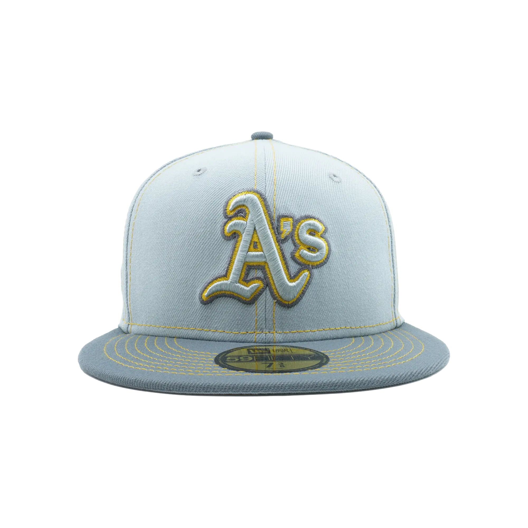 59FIFTY Oakland Athletics Gray Pop Fitted Hat "Gray / Yellow - Stitch" NE882