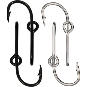 4 count Hat Clip Hats Pins Fish Hook Hooks Custom Hook Set High Carbon Steel, , Black