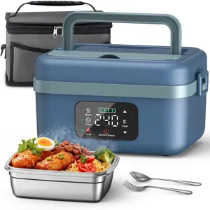 Heated Lunch Box for Adults, 16000mAh Cordless Rechargeable Electric Lunch Box with 1L Stainless Steel Container, Portable Self-Heating  Warmer for Work, Construction, Office & Travel