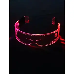 Y2K Glow in The Dark Eyeglasses, Luminous Punk LED Sunglasses for Beach Vacation, Party, Club, Music Festival & Future Tech Style