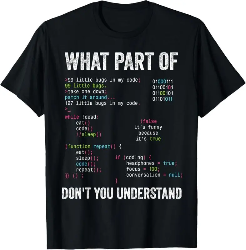 Women's 100% Cotton Short-Sleeve Round Neck Comfortable Statement T-Shirt - Breathable Casual Streetwear Top with Colorful "What Part Of Don't You Understand" Graphic for Computer Science Operators summerwins,