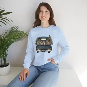 Vintage Truck Christmas Tree Cargo Sweatshirt | Holiday Truck with Presents