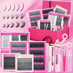 Natural Volume False Eyelashes Kit, Mixed Length Individual False Eyelashes with Tools, Eye Makeup Enhancement Tool for Women & Girls, Cosmetic, Lashes Clusters, Diy Eyelash Kit, Eyelashes Extension Set, DIY Eyelash Extensions, Volume Lash Gift