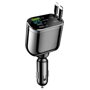 AKKHOO Retractable Smart Car Charger, Type C Fast Charging Adapter, USB C Car/Truck Accessories, Travel Essentials for Men, Compatible with iPhone 16/15/14/13/12 Pro & Mac, Type C Charging