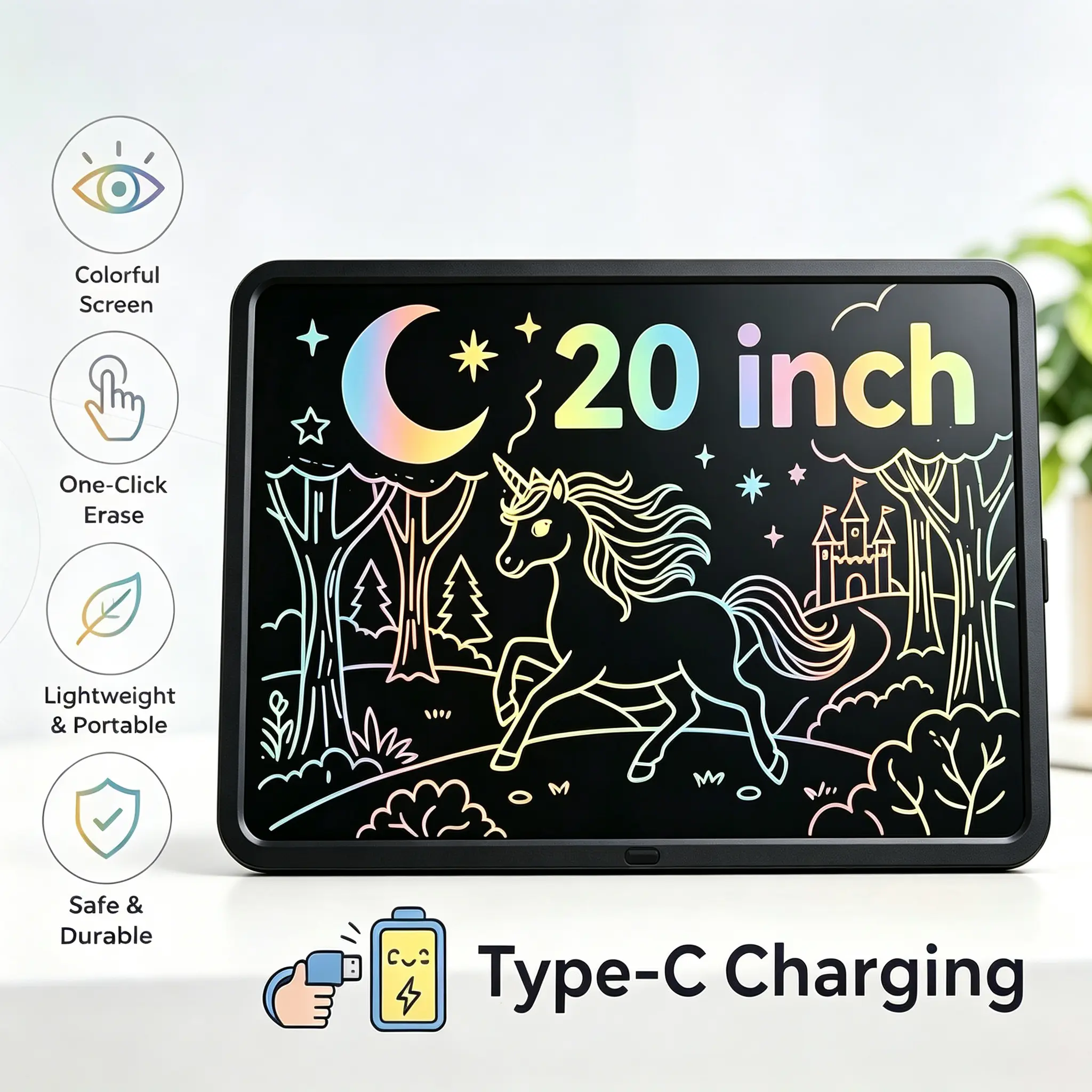 Rechargeable LCD Writing Tablet Pad - Eco-Friendly Reusable Erasable Handwriting Screen Device for Kids, Ideal for Birthdays, Home Use