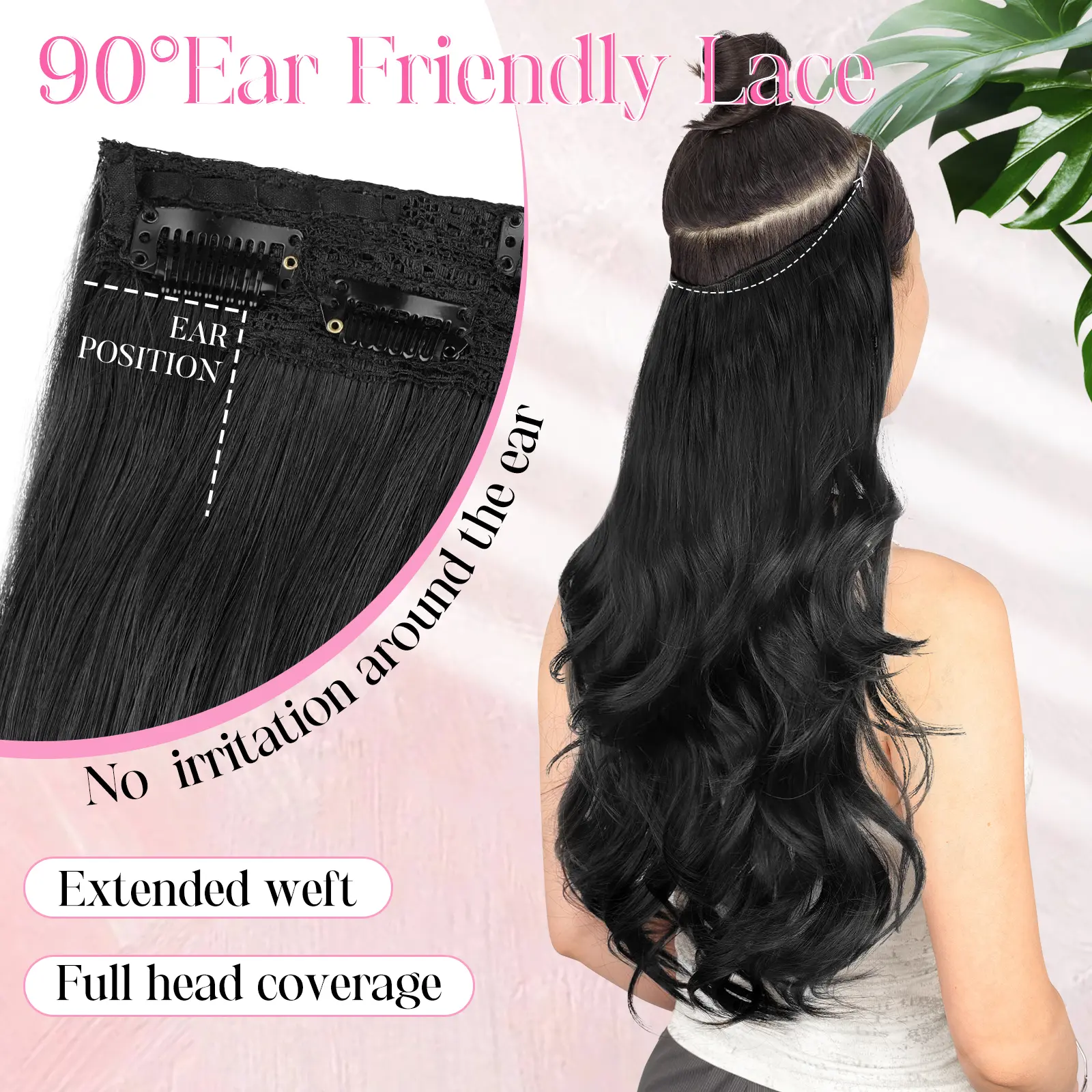 RONTAYA Invisible Wire Hair Extensions with Transparent Wire  display picture 3