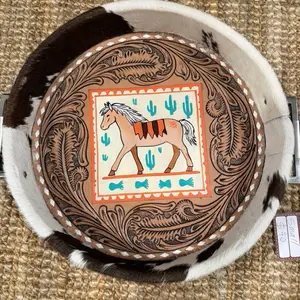 Tray with cowhide and horse design