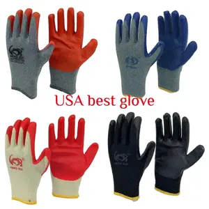USA best glove 240 pairs latex rubber coated work glove enhanced grip for better hand protection