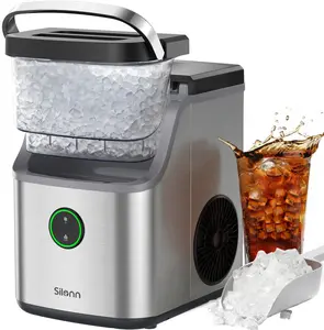 Silonn Stainless Steel Nugget Ice Maker – 33 lbs/24H Pebble Ice Machine with Soft Chewable Ice, One-Click Operation & Self-Cleaning, Perfect for Home, Kitchen & Office#TikTokShopBlackFriday