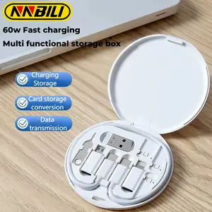 Multifunctional Data Cable Set, 60w Fast Charging Portable Charger Travel Charger Block USB Lighting Adapter Travel Essential, Must-Have Accessory