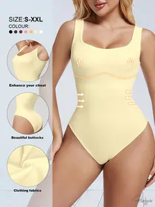 Spring and summer solid color square neck Women's body shaping briefs, bodysuits bodysuits tummy lifting and hip lifting sexy vest square neck threaded briefs comfortable body shaping bodysuits