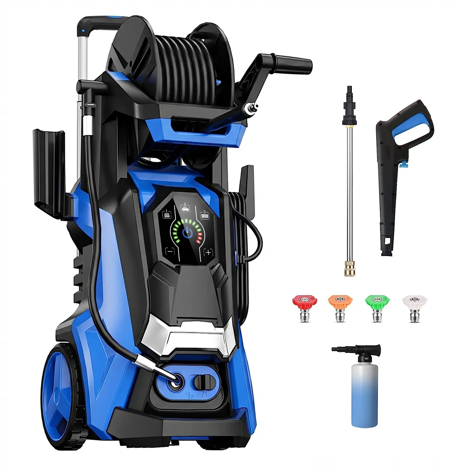 Electric Pressure Washer, 4500 PSI 3.0GPM Power Washer with 4 Interchangeable Nozzles and with Adj-15-Level Touch Screen Effortlessly Car Water Washer for car, home, driveway, yard, outdoor, gutter, pool, brick Cleaning