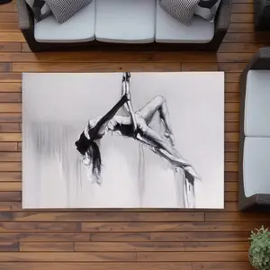 Begin Home Decor C1ROAR467H799R 4 x 6 ft. Dancer on Aerial Contortion Rug - Black Monochrome Outdoor Decor - Rectangle