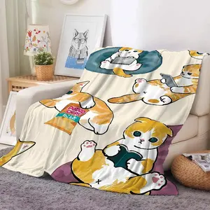 Cartoon M-Mofusand C-cat Cute Blanket Warm And Soft Suitable For Bedroom Living Room Sofa Bed Office Travel Camping