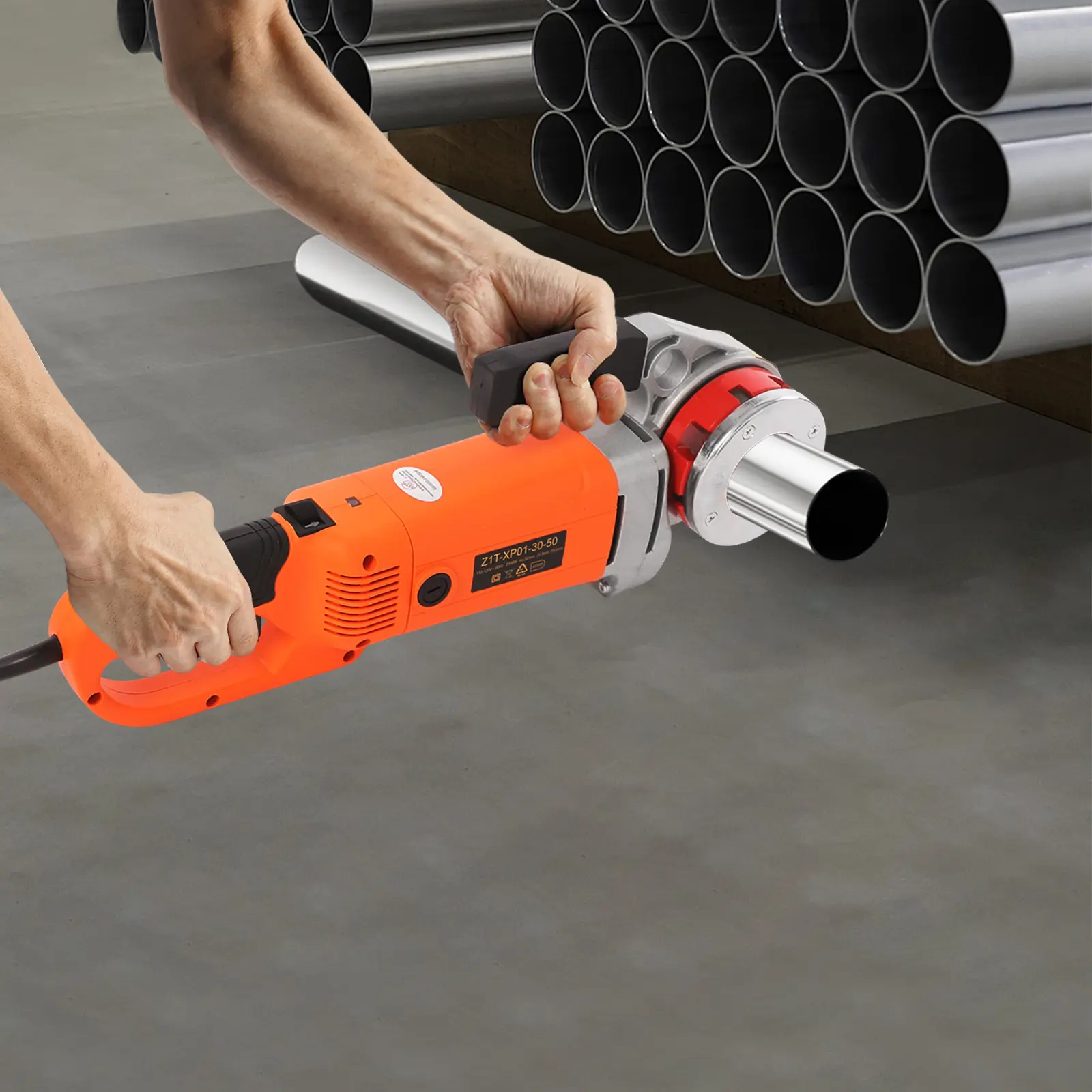 2300W Pipe Threader Machine 6 Dies 0.82-2.35in Pipe Range 22.44x5.12x11.42in Storage Box for Plumbing Electrical Work