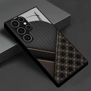 Luxury Gold Pattern Tempered Glass Case for Samsung S25-S20, Anti-Drop, Lightweight, Fashionable, Tech Lover, Trendsetter