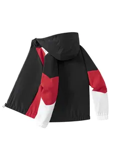 Unisex Colorblocked Long Sleeve Hooded Jacket, Fit, Zip Pocket Detail, Casual Style, Spring & Fall Wear, Campus Party Fashion