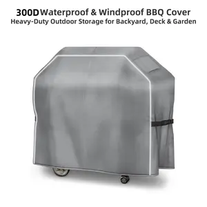 300D BBQ Grill Cover, Outdoor Grill Protection, Waterproof Dustproof UV Resistant, Polyester Cover, /, Ideal for Outdoor Use, Durable Design, Household Items, Grill Covers Heavy Duty Waterproof