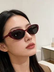 Women's Retro Cat Eye Sunglasses, Fashionable Minimalist Frame Design, Trendy Summer Beach Vacation Accessory, Outdoor Travel Style