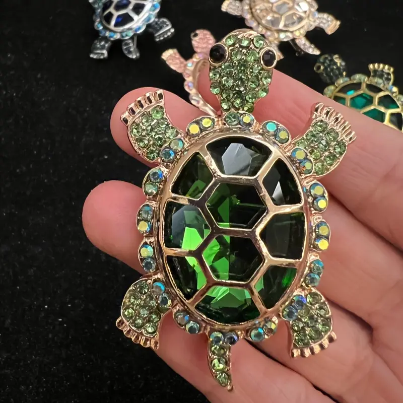 Pink Cute Rhinestone Inlaid Turtle Shape Brooch for Men, Lovely, Fashion Accessory
