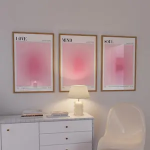 Pink Positive Aura Poster Set of 3 Affirmation Poster Soul Mind Love Graident Print Spiritual Poster Colorful Retro Aura Print Gift