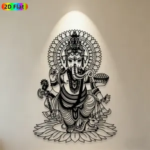 1pc Ganesha Metal Wall Art Ganesha Statue Mural, Religious Ideal Gift for Diwali, New Year, Ganesha Enthusiasts, Rust-Resistant Metal Wall Decor, Religious Home Decor, Wall Sculptures, Perfect for Temple Wall & Garden Fence Hindu Culture Enthusiasts