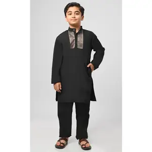 Bilal Muslim Boys Black Kurta Pajama Set