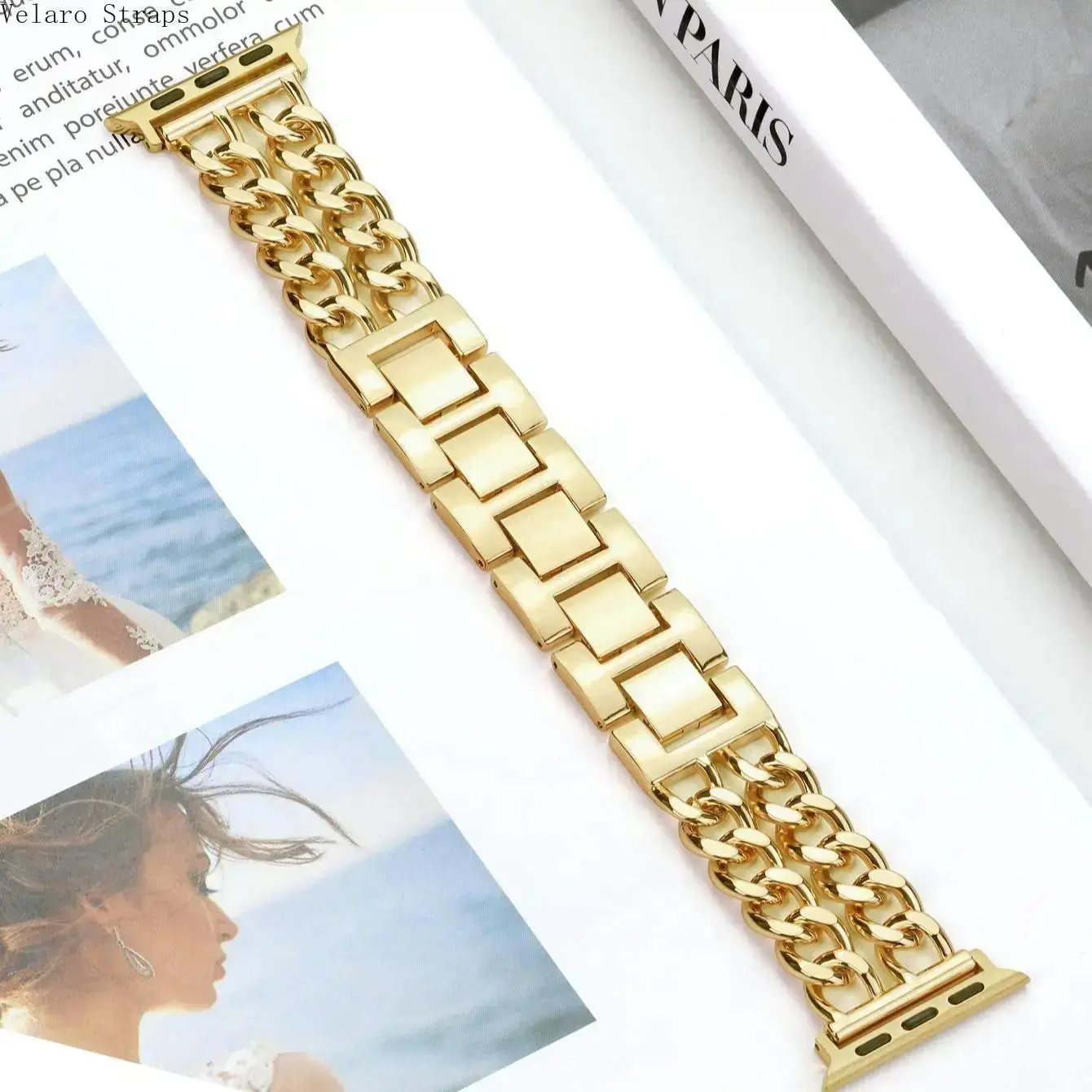 Double Row Chain Metal Watch Strap, Fashion Band for Apple Watch All Series Ultra SE 1-11 Double Row Chain Metal Watch Strap, Fashion Band for Apple Watch All Series Ultra SE 1-11