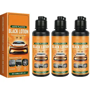 Faded Car Plastic & Trim Restorer for Dashboardand Tires - UV Blocking Black Renewal Lotion to Prevent Cracking and Sun Damage