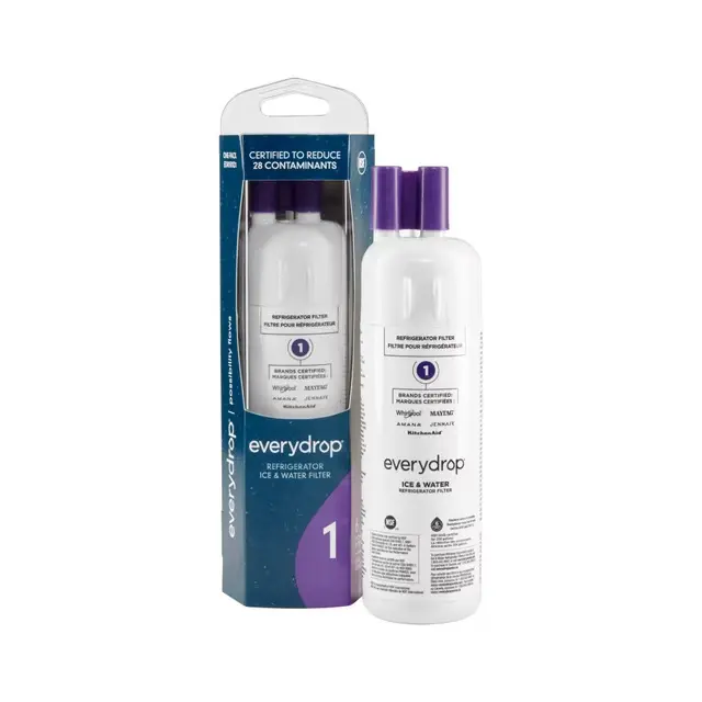 Everydrop by Whirlpool EDR1RXD1 Refrigerator Water Filter - NSF Certified, Removes 28 Contaminants, Eco-Friendly, 200 Gallons Capacity
