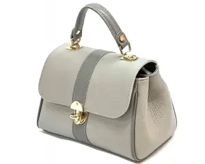 Tendenza Giuliana Classic Edition Structured Bowling Handbag in Genuine Italian Leather with Gold Clasp & Removable Strap for Elegant Daily Wear