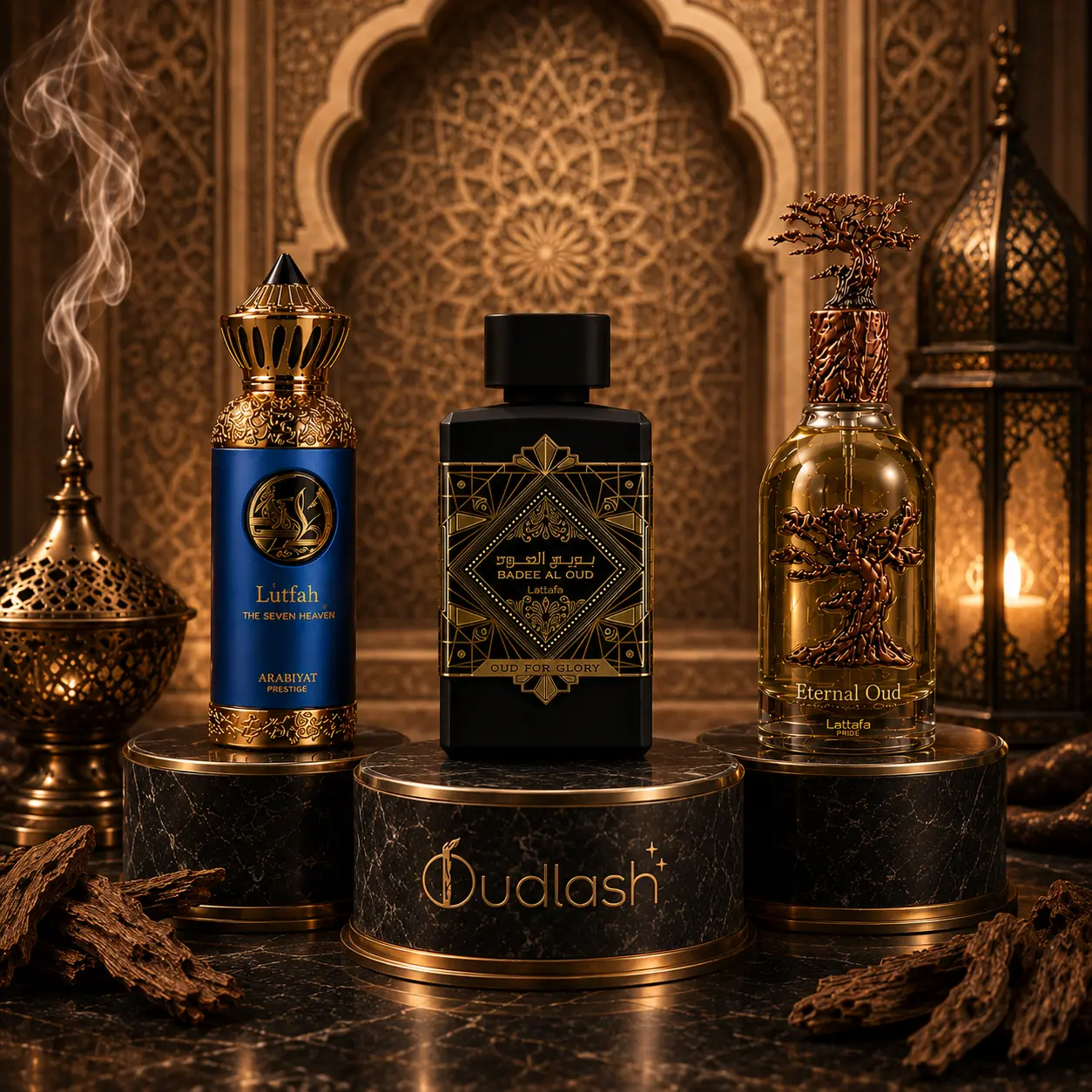 OUD Trio Inspired Bundle | Lattafa Badee Al Oud - Oud For Glory + Arabiyat Lutfah - The Seventh Heaven + Lattafa Eternal Oud | Eau De Parfum | Men's Fragrance | 100 ML | Oud - Amber & Musk Notes