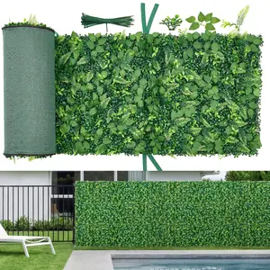 VEVOR Artificial Boxwood Plant Wall, 4 Pcs 2x8ft PE Mesh Panels with Zip Ties, Sun-Resistant Privacy Fence, Indoor-Outdoor Garden Fence Privacy Screen