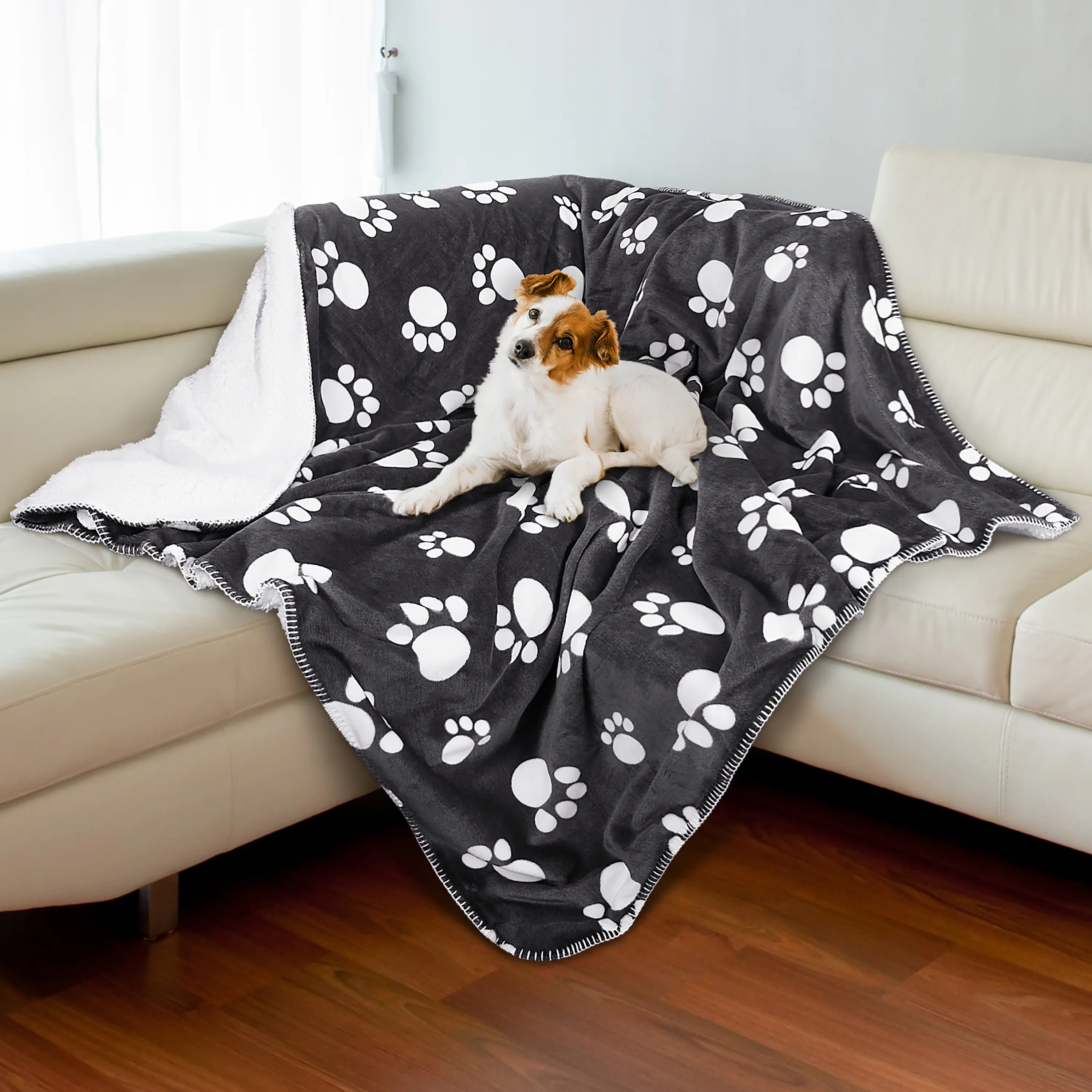 Kritter Planet Waterproof Blanket for Dogs,  Washable Furniture Protector, Reversible Sherpa Fleece Couch Cover for Small Medium Large Pets