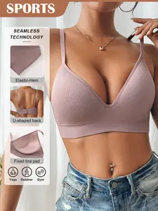 1 Pack/9 colors Women's seamless bra, full-cup underwire bra, four-row three-hook adjustable strap bra, Soft Breathable, skin-friendly, comfortable, Casual Comfy Bras, suitable for casual gatherings/sports/yoga, high-elasticity bra