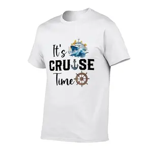 "It's Cruise Time" Cruise Ship & Nautical 100% Cotton T-Shirt Short Sleeve Fitted Crew Neck Summer Casual Wear for Men