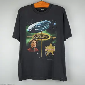 Vintage 2000 Star Trek T-Shrit Capt Janeway Graphic Tee Heavy Cotton Tee Shirt, 100% Heavy Cotton Shirt