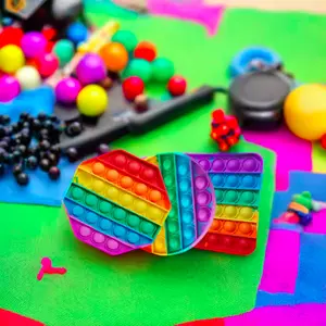 Silicone Push Pop Bubble Sensory Fidget Toy - 4.3" Square Rubber Interactive Tactile Experience Stress Relief Tool for Sensory Play