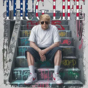 Thug life trump/DTF SHEETS /DTF TRANFER /ready to press/trump