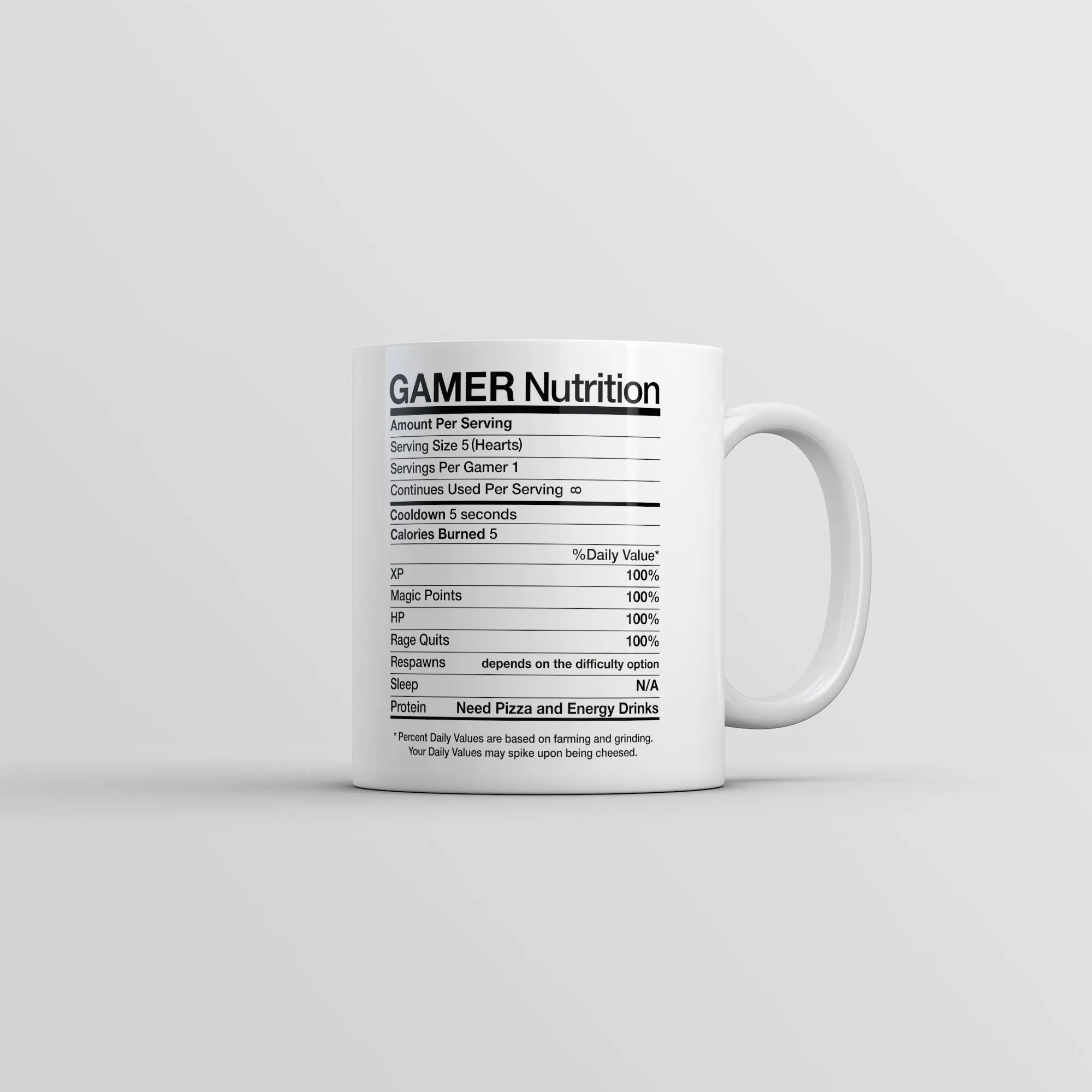 Gamer Nutrition Mug Funny Sarcastic Video Game Novelty Coffee Cup - 11oz Funny Coffee Mugs Ceramic Printed Drinkware Cup