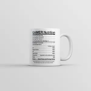 Gamer Nutrition Mug Funny Sarcastic Video Game Novelty Coffee Cup - 11oz Funny Coffee Mugs Ceramic Printed Drinkware Cup