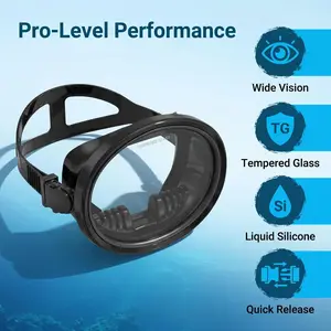 PC Frame Snorkel Mask with Tempered Glass Lens, Anti-Fog Swimming Goggles with Dry Top Snorkel for Adults, Panoramic View for Scuba Diving, Goggles For Swimming