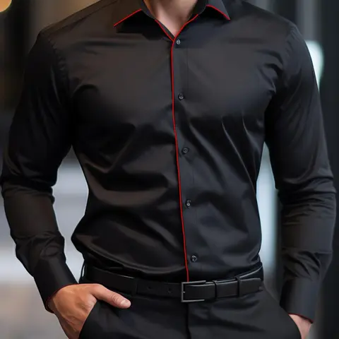 Men's Long Sleeve Button Up Shirt, Regular Fit Collared Shirt, Button Down Front, Button Down Shirt for Work Office Business Formal Occasions, Menswear for All Seasons, Top