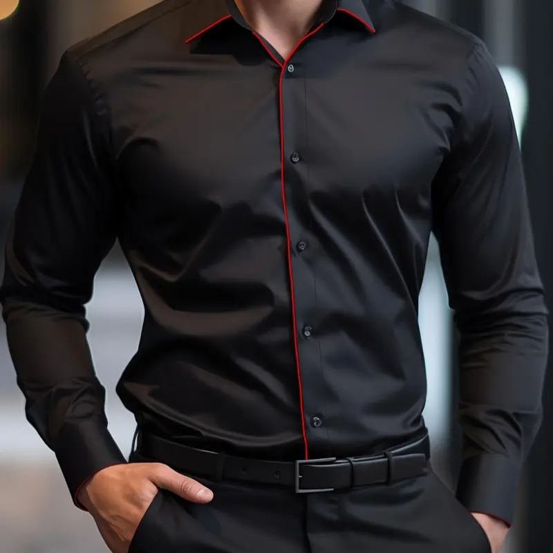 Men's Long Sleeve Button Up Shirt, Regular Fit Collared Shirt, Button Down Front, Button Down Shirt for Work Office Business Formal Occasions, Menswear for All Seasons, Top