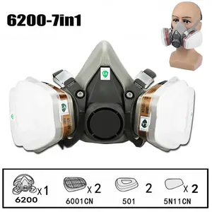 6200 Gas Mask with 6001 Filters, Respirator for Nuclear and Chemical Protection, Ideal for Painting, Dust, Organic Vapors